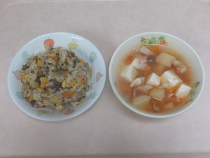 離乳食 ビビンバチャーハン 野菜スープ
