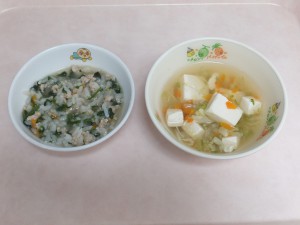 離乳食 五目粥 豆腐スープ 