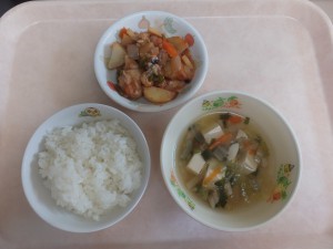 幼児食 ご飯 魚の酢豚風 中華スープ