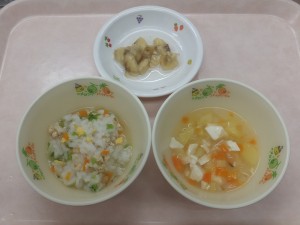 離乳食 親子おじや みそ汁 煮バナナ