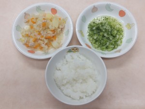 離乳食 なんはん・おかゆ 豚肉と野菜の炊き合せ ブロッコリーのうま煮