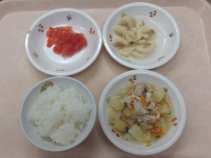 離乳食 なんはん 5倍がゆ 魚と野菜のあんかけ トマト 煮ばなな