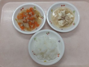 離乳食 なんはん 野菜の炊き合せ 豆腐のそぼろあんかけ