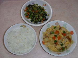 幼児食 ご飯 高野豆腐の卵とじ ごま和え