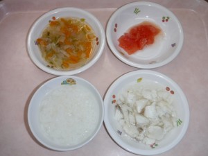 離乳食 なんはん 煮魚 キャベツと人参の柔らか煮 トマト