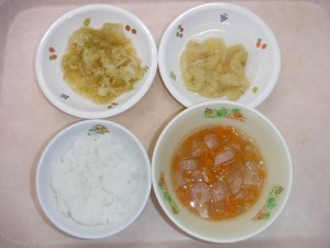 離乳食 なんはん 豚汁 キャベツの柔らか煮 煮ばなな