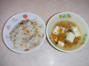 離乳食 ちりめんなんはん 夏野菜スープ