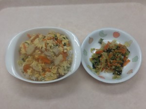 幼児食 親子丼 野菜のごま和え