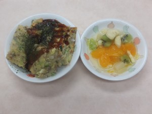 幼児食 お好み焼き フルーツポンチ