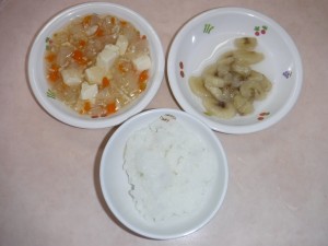 離乳食 なんはん 豆腐と野菜のそぼろ煮 煮バナナ