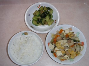 幼児食 ご飯 豆腐の中華煮 中華風きゅうり