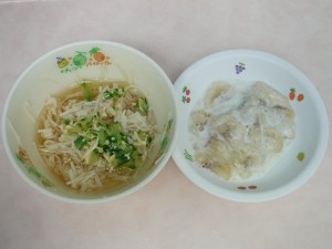 離乳食 冷やしソーメン 煮バナナヨーグルト