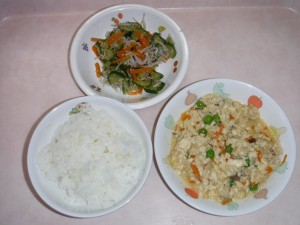 幼児食 ご飯 いり豆腐 きゅうりもみ