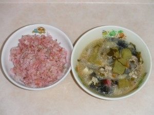 幼児食 梅ちりめんご飯 どさんこ汁