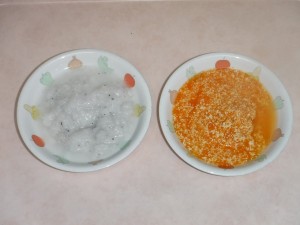 離乳食2 しらすがゆペースト 豆腐と人参とキャベツのマッシュ