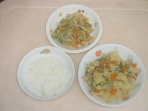 幼児食 ご飯 高野豆腐の卵とじ 甘酢和え