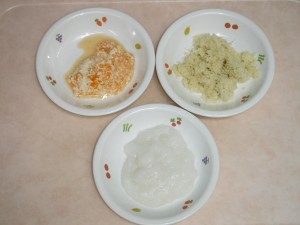 離乳食 ペースト おかゆ 人参と大根と豆腐 さつま芋とミンチ