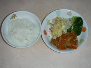 幼児食 ご飯 鶏南蛮 スイートサラダ ブロッコリー