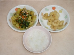 離乳食 3倍がゆ 五目煮 煮バナナ