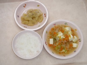 離乳食 3倍がゆ 豆腐と野菜の煮物 煮バナナ