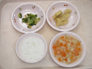 離乳食 3倍がゆ 野菜のそぼろ煮 ブロッコリーのぽってり煮 煮バナナ