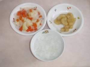 離乳食 3倍がゆ 野菜のミルク煮 煮バナナ