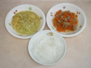 離乳食 なんはん 牛肉と野菜の炊き合わせ キャベツとさつま芋の甘煮