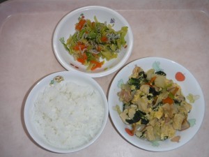 幼児食 ご飯 高野豆腐の卵とじ ごま酢和え