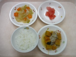 離乳食2 ご飯 しらすとかぼちゃのうま煮 野菜の炊き合せ トマト