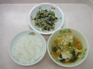 幼児食 ご飯 肉団子スープ もやしのナムル