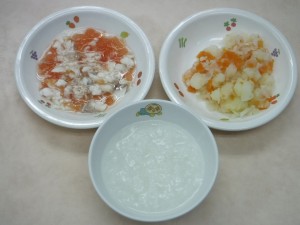 離乳食 ７倍がゆ 鯛のトマト煮 野菜の煮物