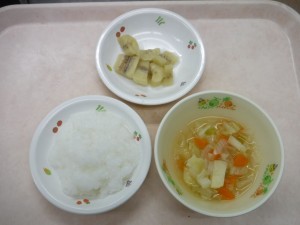 離乳食 5倍がゆ 野菜スープ 煮バナナ