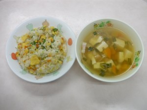 幼児食 ちりめんピラフ 野菜スープ
