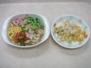 幼児食 冷やし中華 フルーツヨーグルト