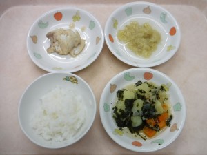 離乳食1 なんはん 鯛の煮付け 野菜の炊き合せ 煮バナナ