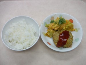 幼児食 ご飯 豆腐ハンバーグ パンプキンサラダ