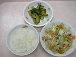 幼児食 ご飯 豆腐の中華煮 中華風きゅうり