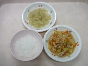 離乳食 つぶしがゆ 野菜のそぼろ煮 煮バナナ