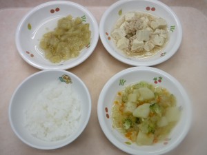 離乳食2 なんはん 豆腐のそぼろ煮 野菜のうま煮 煮バナナ