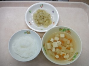 離乳食2 ５倍がゆ 野菜スープ 煮バナナ