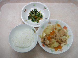 離乳食2 ご飯 鮭と野菜の煮付け おひたし