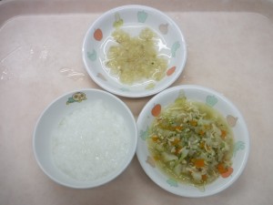 離乳食2 5倍がゆ 五目煮 煮バナナ 刻み