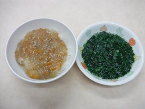 離乳食 牛丼風 ほうれん草のおひたし