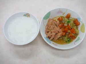 離乳食2 5倍がゆ 煮魚 野菜の炊き合せ 