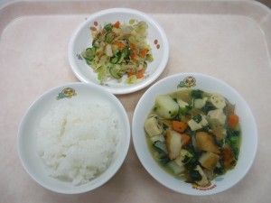 幼児食 ご飯 高野豆腐煮 ごま酢和え 