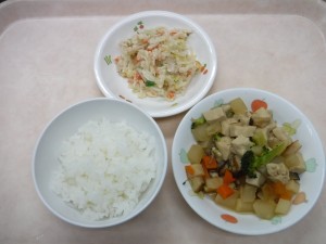 幼児食 ご飯 冬野菜の五目煮 白菜とツナの春雨サラダ