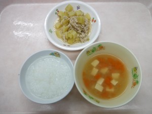 離乳食 5倍がゆ なんはん 味噌汁 さつま芋のそぼろ煮