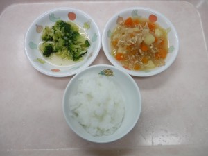 離乳食 ５倍がゆ なんはん 野菜のそぼろ煮 ブロッコリーのぽってり煮