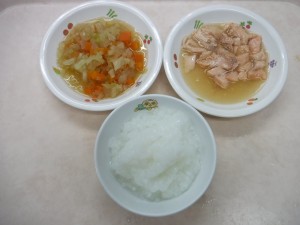 離乳食 ５倍がゆ なんはん 煮魚 キャベツと人参の煮物