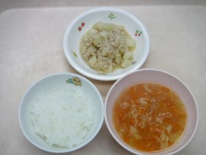 離乳食 ご飯 野菜スープ じゃが芋のそぼろ煮